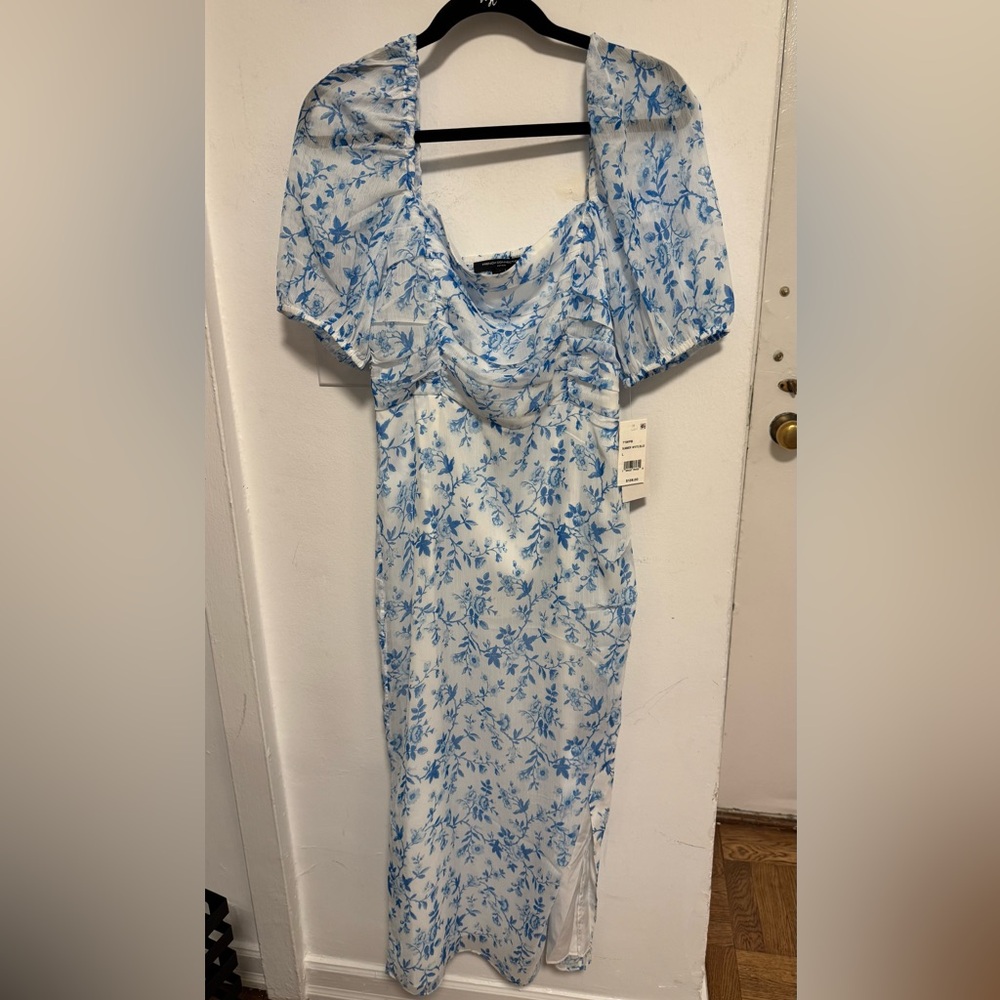 French Connection Blue and White Floral Midi Dress